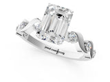 Silver Emerald Solitaire Twisted Band with Prong Setting 1