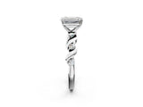 Silver Emerald Solitaire Twisted Band with Prong Setting 2