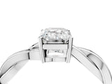 Silver Emerald Solitaire Twisted Pave Diamond Ring with Four-Prong Setting_4