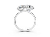 Silver Emerald and Heart Toi Moi Ring with Prong Setting and Micro Pave Band 3