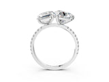 Silver Emerald and Heart Toi Moi Ring with Prong Setting and Pave Band 4