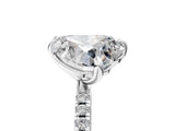 Silver Emerald and Heart Toi Moi Ring with Prong Setting and Pave Band