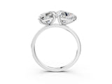 Silver Emerald and Heart Toi Moi Ring with Prong Setting and Plain Band 3