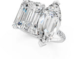 Silver Emerald and Marquise Toi Moi Ring with Prong Setting and Micro Pave Band 1