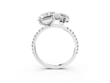 Silver Emerald and Marquise Toi Moi Ring with Prong Setting and Micro Pave Band 3