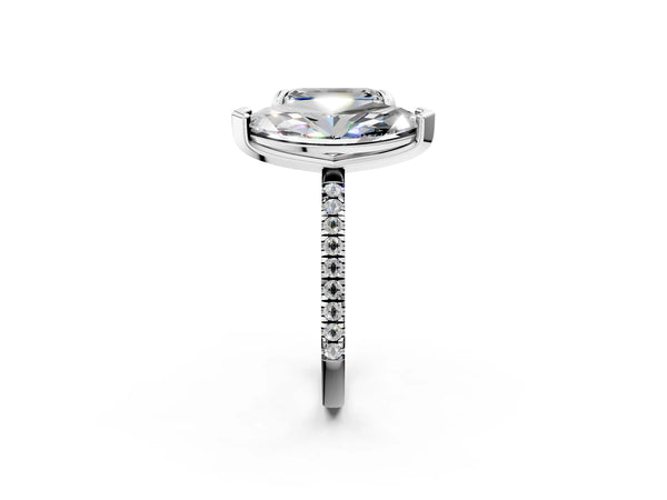 Sterling Silver Emerald Cut and Marquise Lab-Grown Diamond Toi et Moi Ring