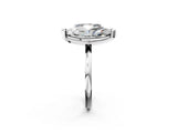 Silver Emerald and Marquise Toi Moi Ring with Prong Setting and Plain Band 2