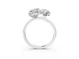 Silver Emerald and Marquise Toi Moi Ring with Prong Setting and Plain Band 3
