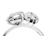 Silver Emerald and Marquise Toi Moi Ring with Prong Setting and Plain Band 4