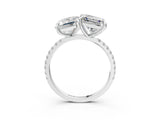 Silver Emerald and Princess Toi Moi Ring with Prong Setting and Pave Band 3
