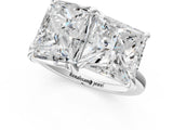 Silver Emerald and Princess Toi Moi Ring with Prong Setting and Plain Band 1