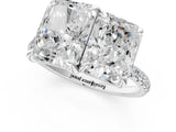 Silver Emerald and Radiant Toi Moi Ring with Prong Setting and Pave Band 1