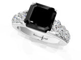 Silver Fancy Black Asscher Cut Brilliant Diamond Pavé Band with Six-Prong Setting_19