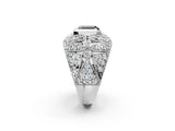Silver Fancy Black Asscher Cut Brilliant Halo Pave Diamond Milgrain Ring_8
