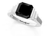 Silver Fancy Black Asscher Cut Brilliant Solitaire Diamond Ring with Channel Set Band and Bar Prong Setting_7
