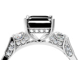 Silver Fancy Black Asscher Cut Brilliant Three-Stone Pave Band with Four-Prong Setting_22