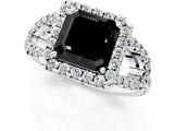 Silver Fancy Black Asscher Cut Cut Diamond Halo Engagement Ring with Open Split Pavé Band_7
