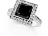 Silver Fancy Black Asscher Cut-Cut Diamond Halo Engagement Ring with Pave Band and Prong Setting_37