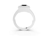 Silver Fancy Black Asscher Cut-Cut Diamond Halo Engagement Ring with Pave Band and Prong Setting_39