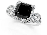 Silver Fancy Black Asscher Cut Cut Halo Diamond Infinity Band with Four-Prong Setting_13