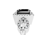 Silver Fancy Black Asscher Cut Cut Halo Diamond Infinity Band with Four-Prong Setting_17