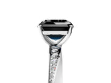 Silver Fancy Black Asscher Cut Diamond Engagement Ring with Side Stone Accents and Four-Prong Setting_41