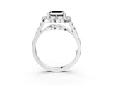 Silver Fancy Black Asscher Cut Diamond Floral Halo Split Shank Prong Setting Ring_39