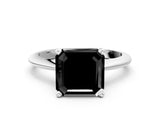 Silver Fancy Black Asscher Cut Diamond Solitaire Engagement Ring with Classic Band and Four-Prong Setting_12