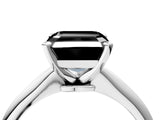 Silver Fancy Black Asscher Cut Diamond Solitaire Engagement Ring with Classic Band and Four-Prong Setting_16
