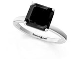 Silver Fancy Black Asscher Cut Diamond Solitaire Ring with Classic Band and Four-Prong Setting_7