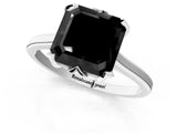 Silver Fancy Black Asscher Cut Diamond Solitaire Ring with Flower Prong Setting and Classic Band_13