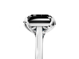 Silver Fancy Black Asscher Cut Diamond Solitaire Ring with Flower Prong Setting and Classic Band_17