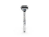 Silver Fancy Black Asscher Cut Diamond Solitaire Ring with Round  Pavé Band and Four-Prong Setting_26