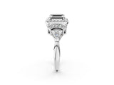 Silver Fancy Black Asscher Cut Halo Diamond Split Shank Engagement Ring with Four-Prong Setting_8