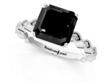Silver Fancy Black Asscher Cut Solitaire Diamond Ring with Infinity Twist Band and Four-Prong Setting_13
