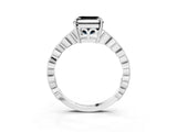 Silver Fancy Black Asscher Cut Solitaire Diamond Ring with Infinity Twist Band and Four-Prong Setting_15