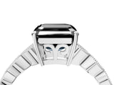 Silver Fancy Black Asscher Cut Solitaire Diamond Ring with Infinity Twist Band and Four-Prong Setting_16