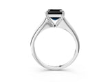 Silver Fancy Black Asscher Cut Solitaire Diamond Ring with Six-Prong Setting and Classic Band_28
