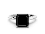 Silver Fancy Black Asscher Cut Solitaire Diamond Ring with Six-Prong Setting and Classic Band_38