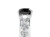 Silver Fancy Black Cushion Cut Brilliant Diamond Pavé Band with Six-Prong Setting_35