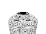 Silver Fancy Black Cushion Cut Brilliant Halo Pave Diamond Milgrain Ring_11