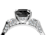 Silver Fancy Black Cushion Cut Brilliant Three-Stone Pave Band with Four-Prong Setting_10