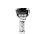 Silver Fancy Black Cushion Cut Brilliant Three-Stone Pave Band with Four-Prong Setting_11
