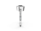 Silver Fancy Black Cushion Cut-Cut Diamond Halo Engagement Ring with Pave Band and Prong Setting_14