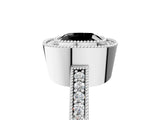 Silver Fancy Black Cushion Cut-Cut Diamond Halo Engagement Ring with Pave Band and Prong Setting_17