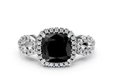 Silver Fancy Black Cushion Cut Cut Halo Diamond Infinity Band with Four-Prong Setting_6