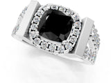 Silver Fancy Black Cushion Cut Cut Halo Split Shank Prong Set Ring_37