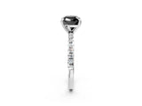 Silver Fancy Black Cushion Cut Diamond Brilliant Solitaire Ring with Pavé Band and Four-Prong Setting_36