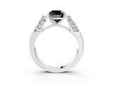 Silver Fancy Black Cushion Cut Diamond Channel Set Solitaire Ring with Four-Prong Setting_54