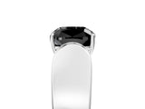 Silver Fancy Black Cushion Cut Diamond Channel Set Solitaire Ring with Four-Prong Setting_56